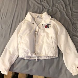White Champion cropped windbreaker.